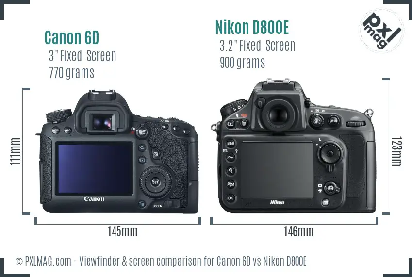 Canon 6D vs Nikon D800E Screen and Viewfinder comparison
