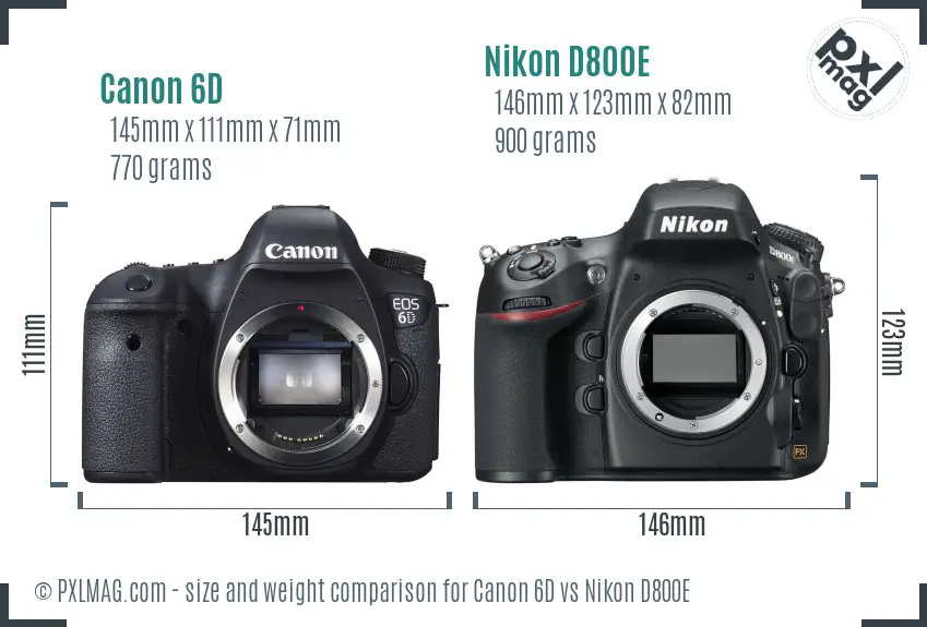 Canon 6D vs Nikon D800E size comparison