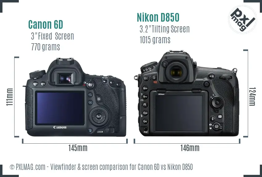 Canon 6D vs Nikon D850 Screen and Viewfinder comparison
