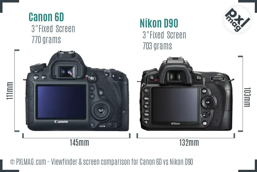 Canon 6D vs Nikon D90 Screen and Viewfinder comparison