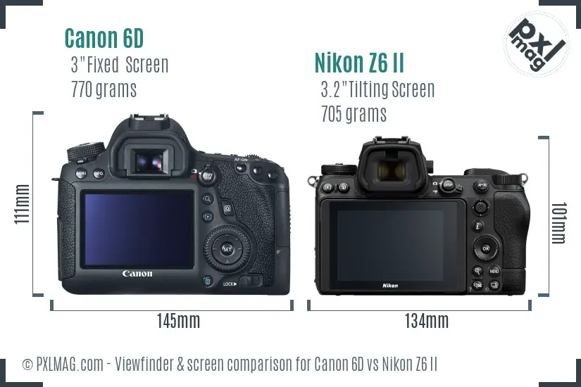 Canon 6D vs Nikon Z6 II Screen and Viewfinder comparison Canon 6D vs Nikon Z6 II Screen and Viewfinder comparison