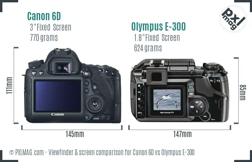 Canon 6D vs Olympus E-300 Screen and Viewfinder comparison
