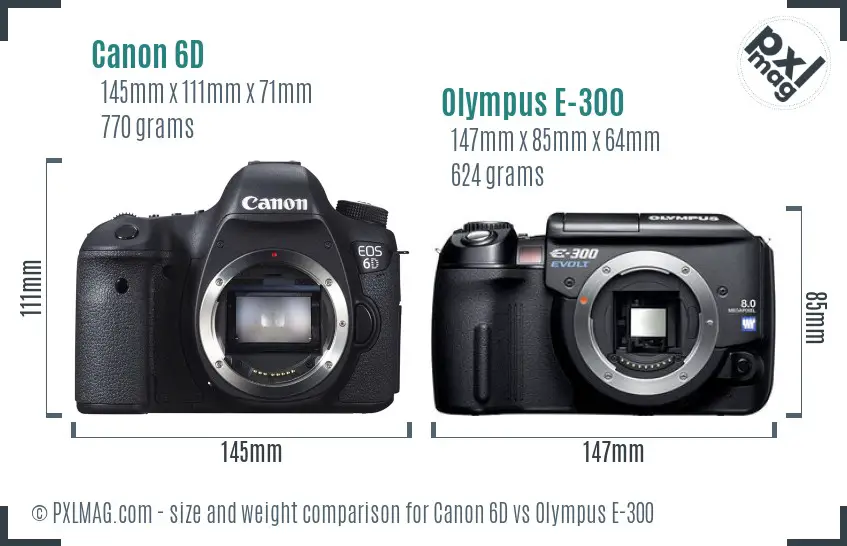 Canon 6D vs Olympus E-300 size comparison