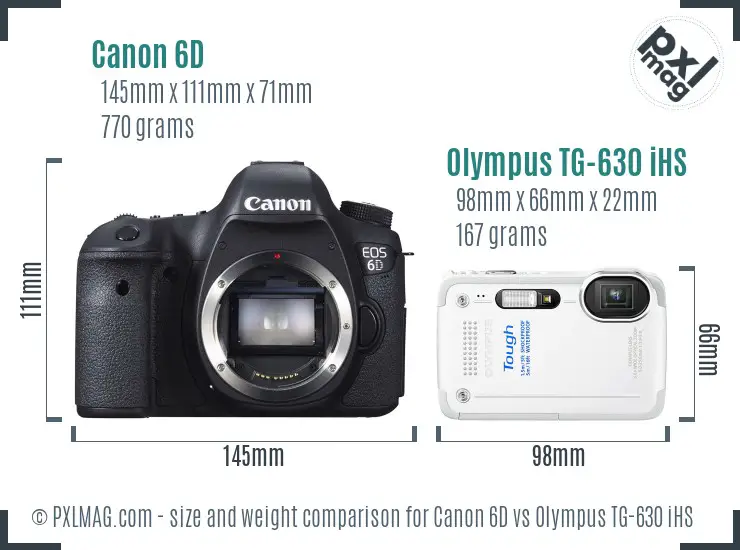 Canon 6D vs Olympus TG-630 iHS size comparison