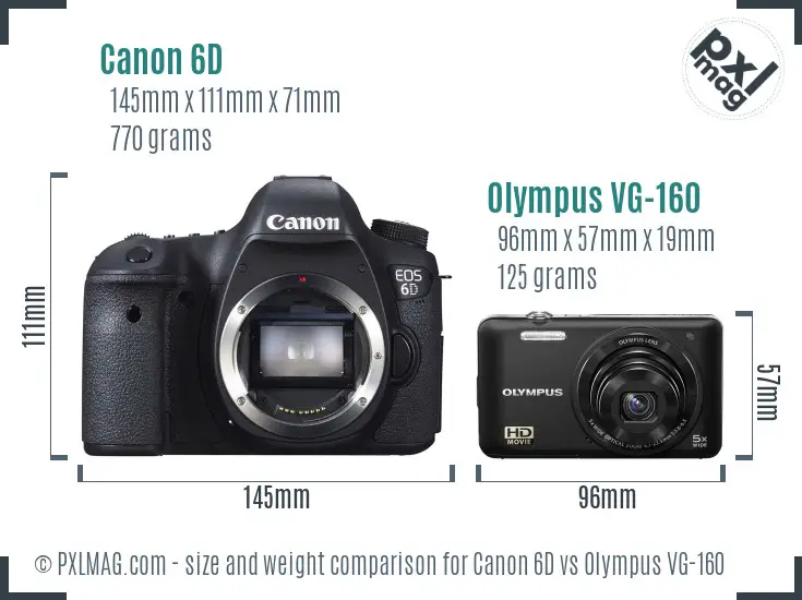 Canon 6D vs Olympus VG-160 size comparison