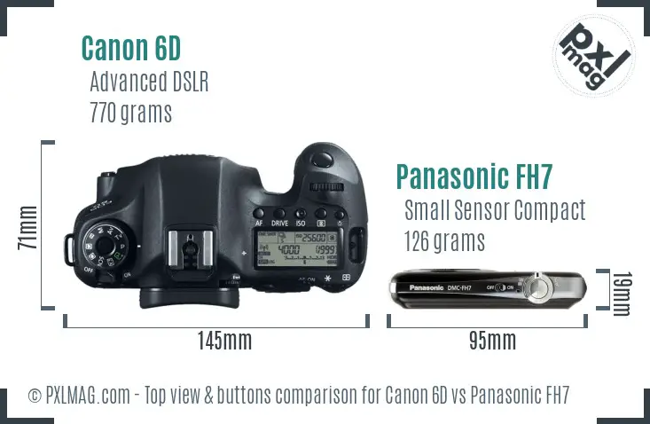Canon 6D vs Panasonic FH7 top view buttons comparison
