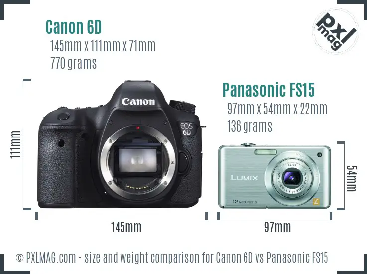 Canon 6D vs Panasonic FS15 size comparison