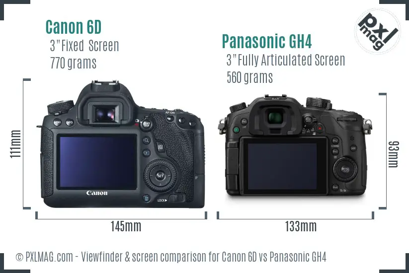 Canon 6D vs Panasonic GH4 Screen and Viewfinder comparison Canon 6D vs Panasonic GH4 Screen and Viewfinder comparison