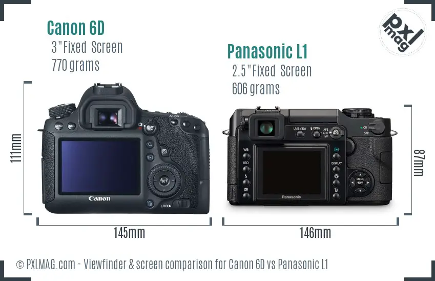 Canon 6D vs Panasonic L1 Screen and Viewfinder comparison