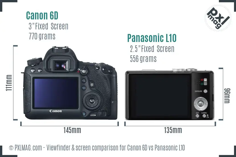 Canon 6D vs Panasonic L10 Screen and Viewfinder comparison