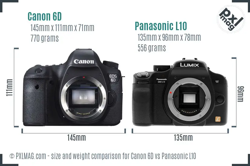 Canon 6D vs Panasonic L10 size comparison