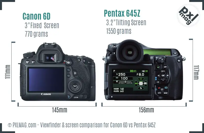 Canon 6D vs Pentax 645Z Screen and Viewfinder comparison