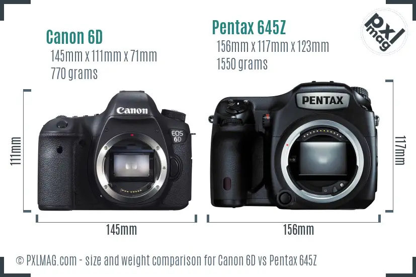Canon 6D vs Pentax 645Z size comparison