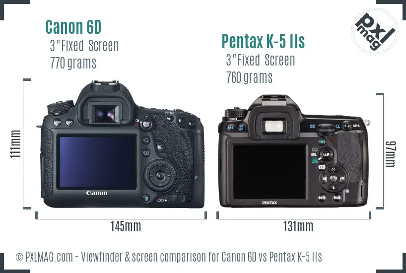 Canon 6D vs Pentax K-5 IIs Screen and Viewfinder comparison