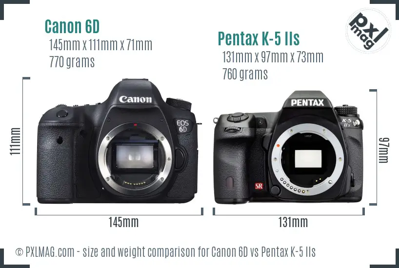 Canon 6D vs Pentax K-5 IIs size comparison