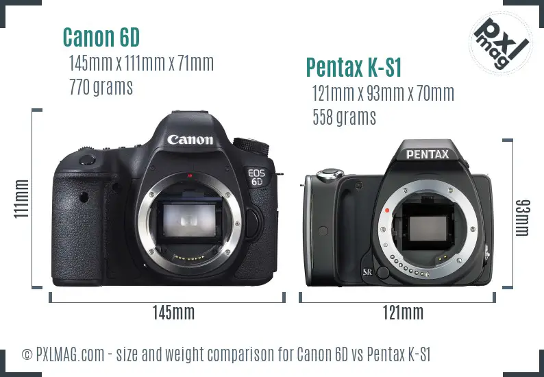 Canon 6D vs Pentax K-S1 size comparison