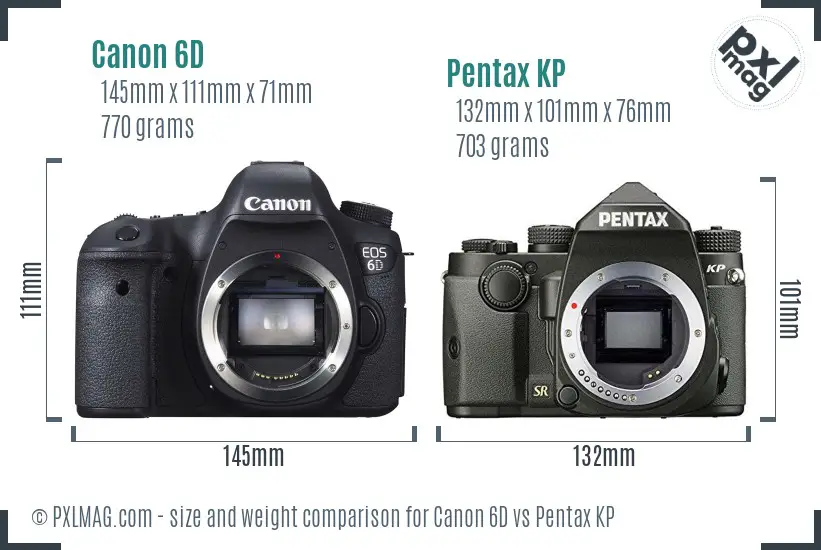 Canon 6D vs Pentax KP size comparison
