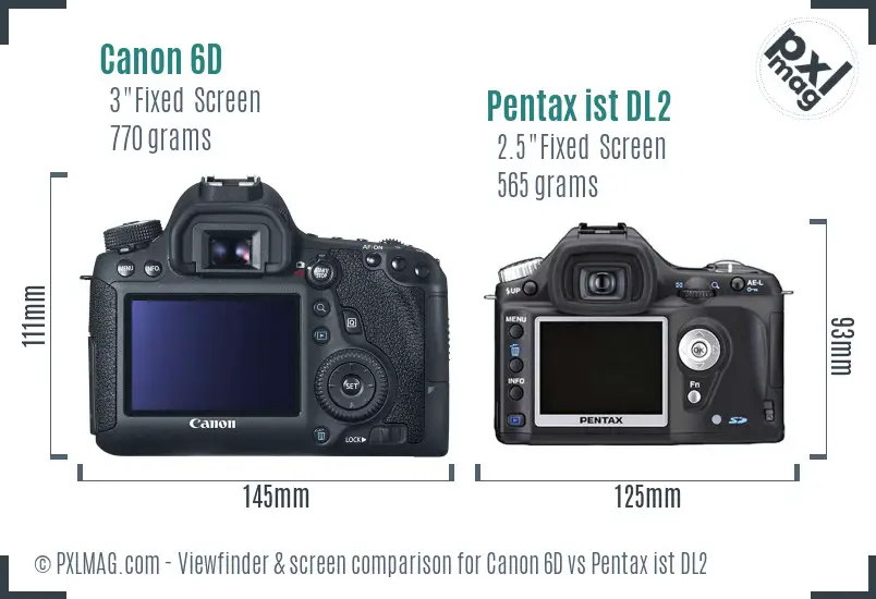Canon 6D vs Pentax ist DL2 Screen and Viewfinder comparison Canon 6D vs Pentax ist DL2 Screen and Viewfinder comparison