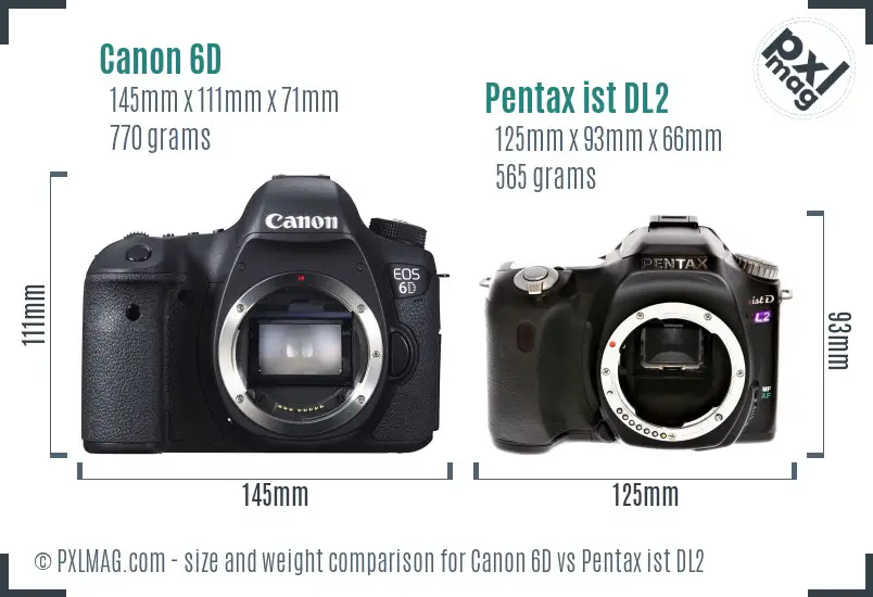 Canon 6D vs Pentax ist DL2 size comparison Canon 6D vs Pentax ist DL2 size comparison