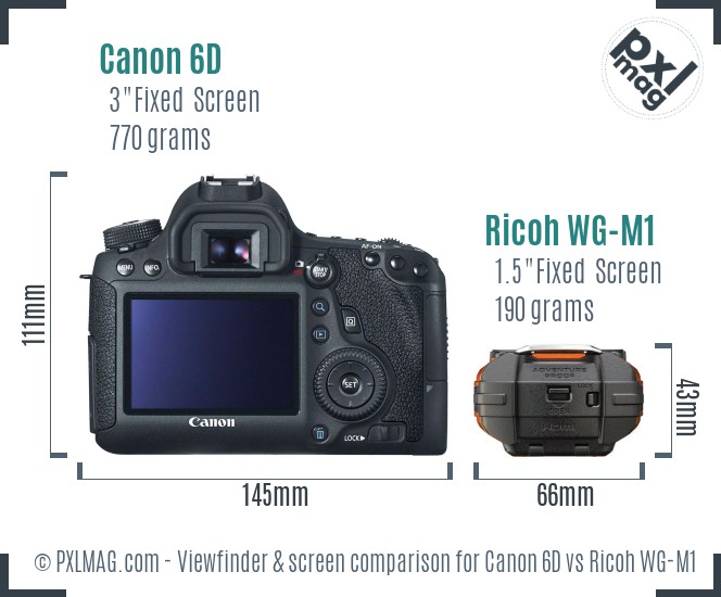 Canon 6D vs Ricoh WG-M1 Screen and Viewfinder comparison