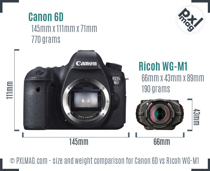 Canon 6D vs Ricoh WG-M1 size comparison