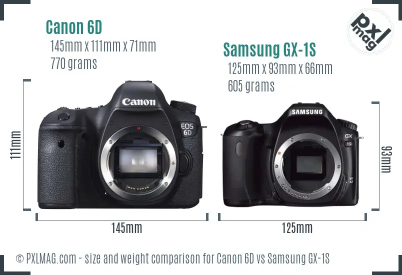 Canon 6D vs Samsung GX-1S size comparison Canon 6D vs Samsung GX-1S size comparison