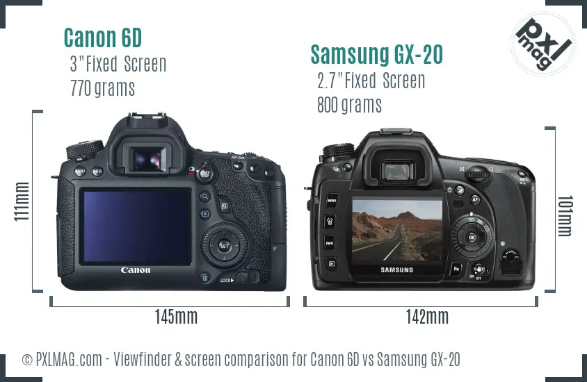 Canon 6D vs Samsung GX-20 Screen and Viewfinder comparison