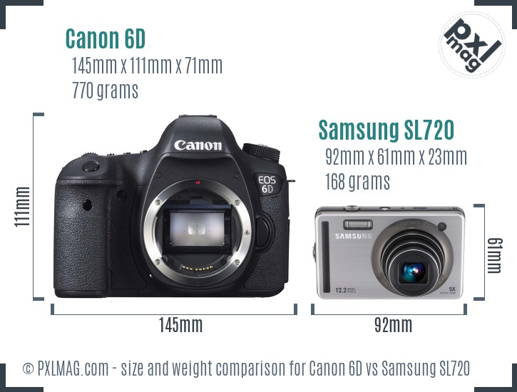 Canon 6D vs Samsung SL720 size comparison Canon 6D vs Samsung SL720 size comparison