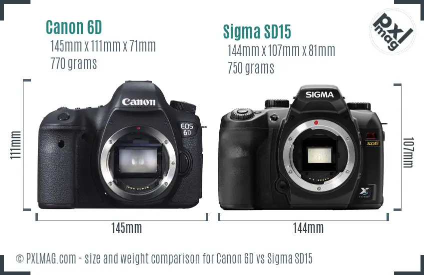 Canon 6D vs Sigma SD15 size comparison