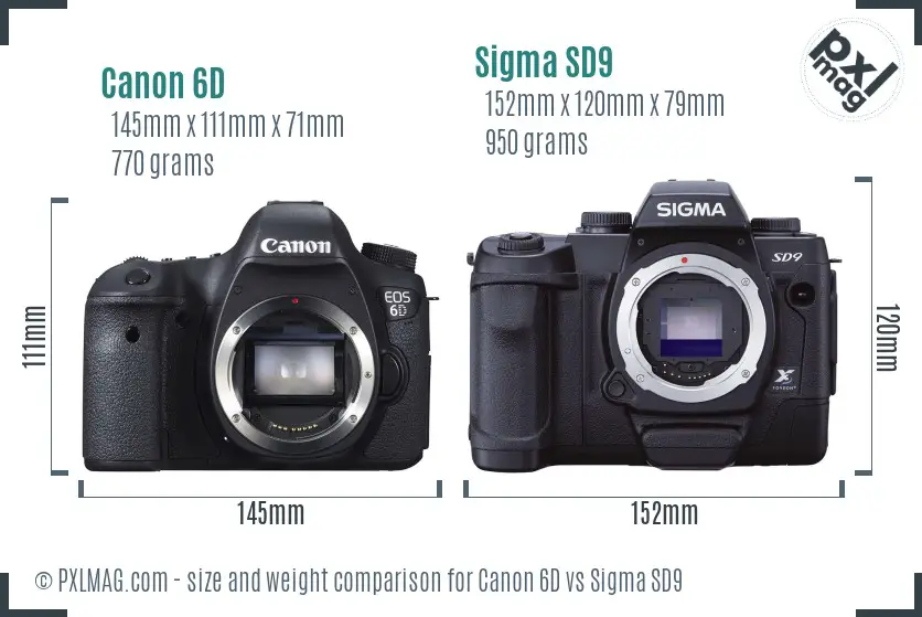 Canon 6D vs Sigma SD9 size comparison