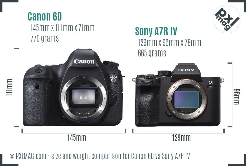 Canon 6D vs Sony A7R IV size comparison