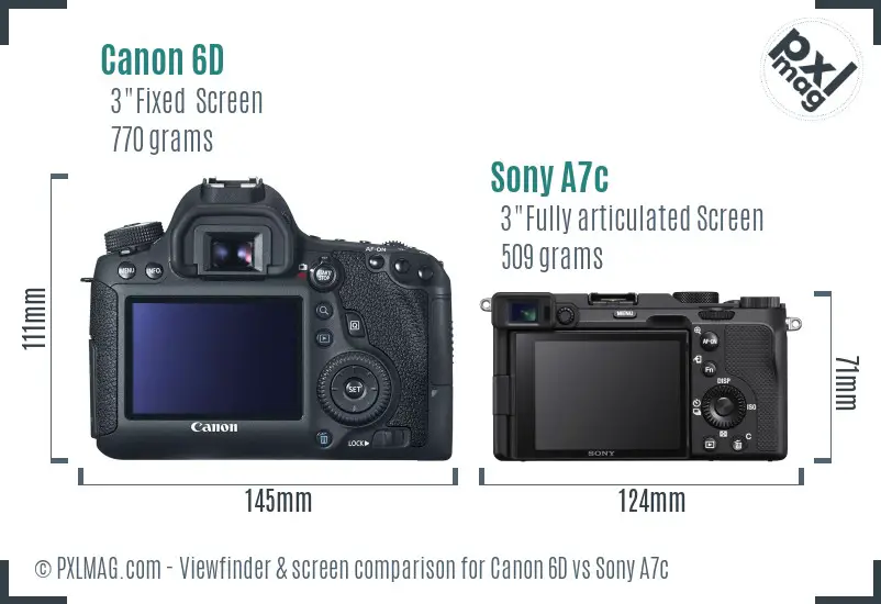 Canon 6D vs Sony A7c Screen and Viewfinder comparison