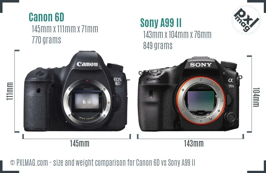 Canon 6D vs Sony A99 II size comparison