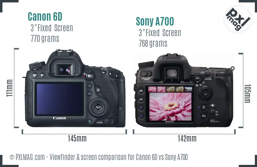 Canon 6D vs Sony A700 Screen and Viewfinder comparison