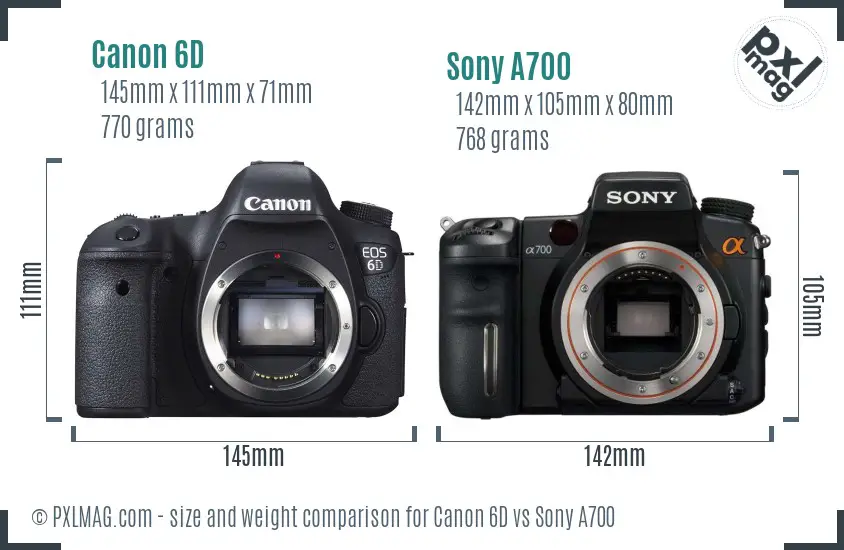 Canon 6D vs Sony A700 size comparison