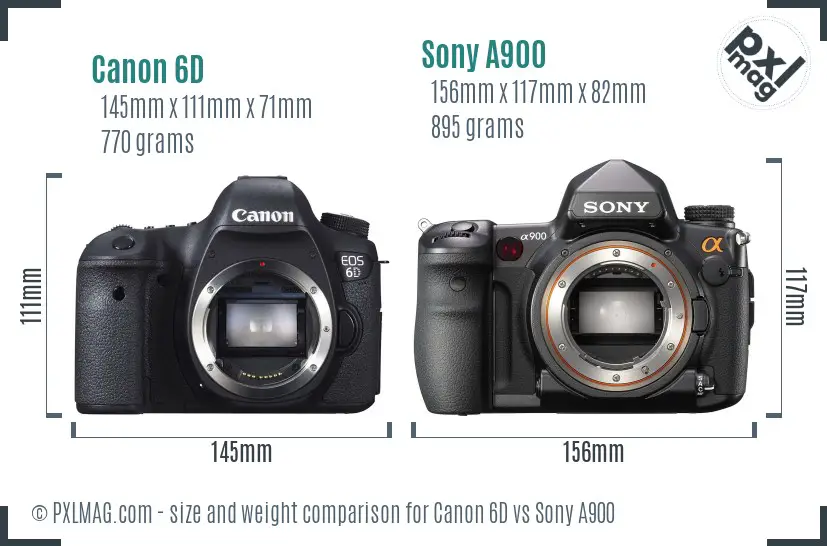 Canon 6D vs Sony A900 size comparison