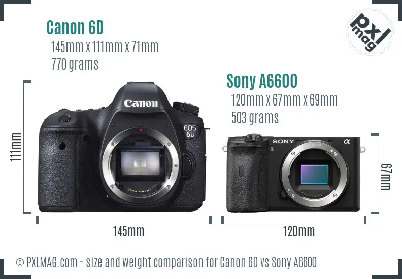 Canon 6D vs Sony A6600 size comparison Canon 6D vs Sony A6600 size comparison