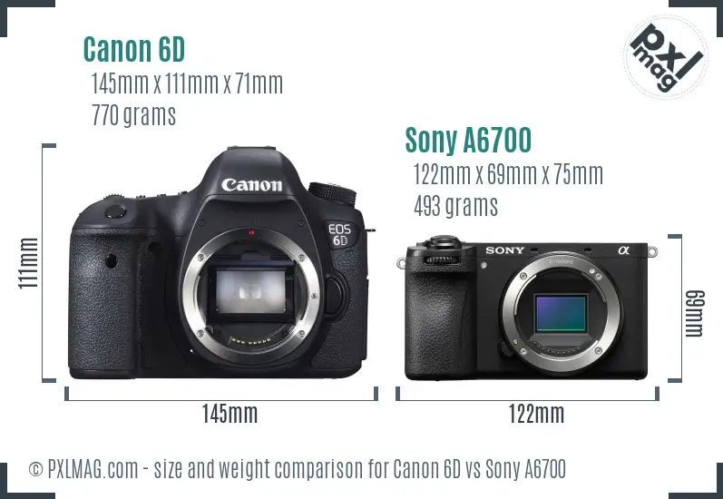 Canon 6D vs Sony A6700 size comparison Canon 6D vs Sony A6700 size comparison