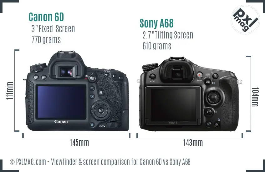 Canon 6D vs Sony A68 Screen and Viewfinder comparison Canon 6D vs Sony A68 Screen and Viewfinder comparison