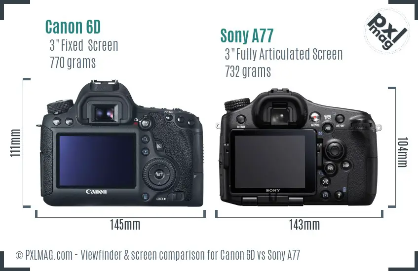 Canon 6D vs Sony A77 Screen and Viewfinder comparison