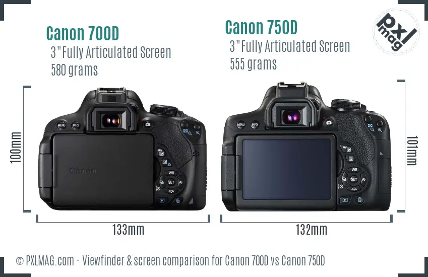Canon 700D vs Canon 750D Screen and Viewfinder comparison