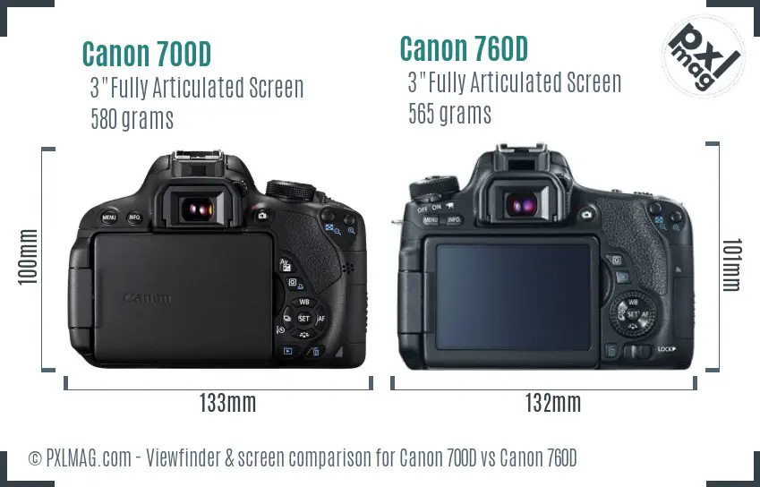 Canon 700D vs Canon 760D Screen and Viewfinder comparison