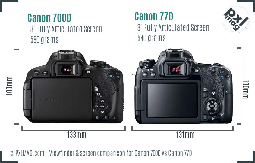 Canon 700D vs Canon 77D Screen and Viewfinder comparison
