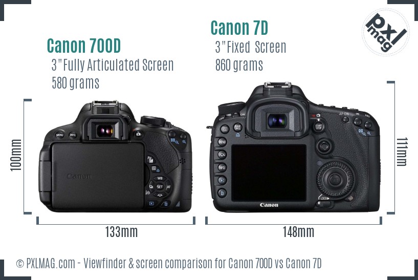 Canon 700D vs Canon 7D Screen and Viewfinder comparison