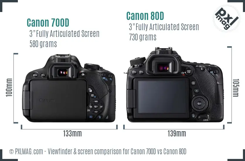 Canon 700D vs Canon 80D Screen and Viewfinder comparison Canon 700D vs Canon 80D Screen and Viewfinder comparison