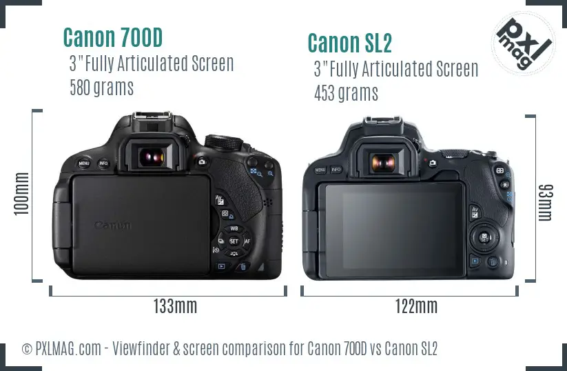 Canon 700D vs Canon SL2 Screen and Viewfinder comparison