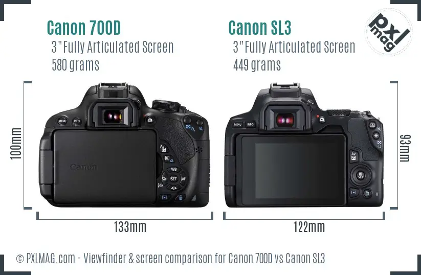 Canon 700D vs Canon SL3 Screen and Viewfinder comparison
