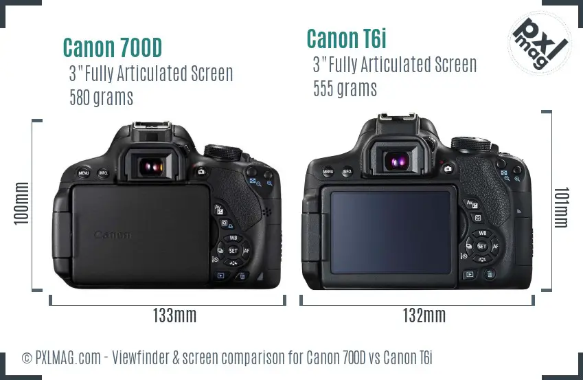 Canon 700D vs Canon T6i Screen and Viewfinder comparison