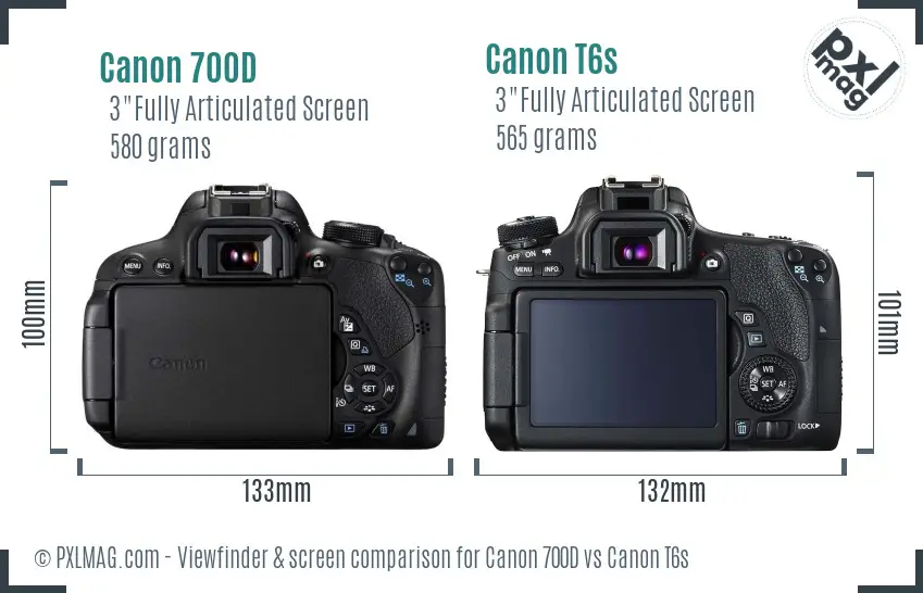 Canon 700D vs Canon T6s Screen and Viewfinder comparison