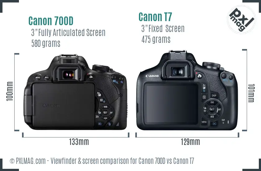 Canon 700D vs Canon T7 Screen and Viewfinder comparison